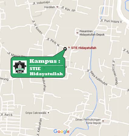 Peta Lokasi Kampus (Google Map) STIE Hidayatullah Depok M Nomor