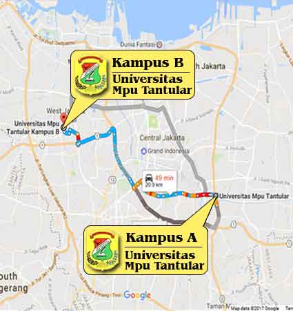 Peta Lokasi Kampus (Google Map) Universitas Mpu Tantular Jakarta M Nomor